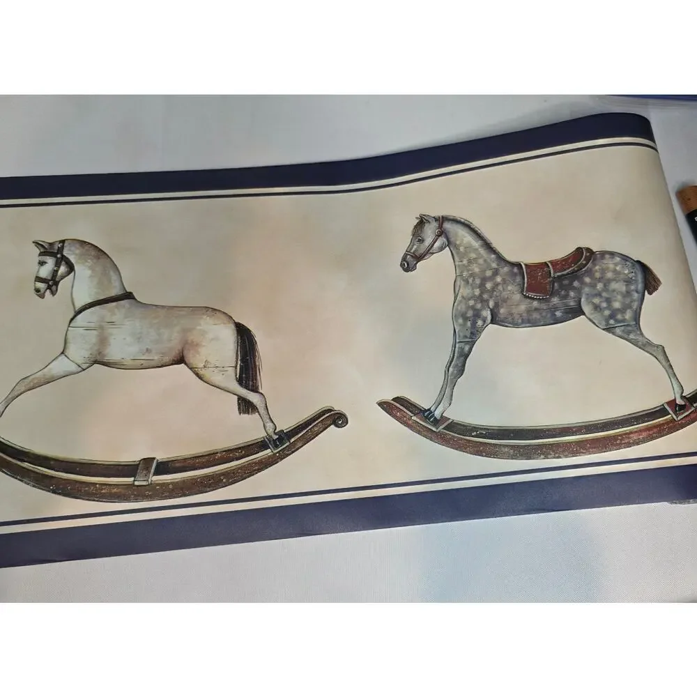 Vintage Rocking Horse Wallpaper Border 5 Yd Imperial Wallcoverings Pre-Pasted 9